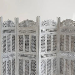 Jali Handmade Indian Furniture Wooden Partition Screen in All White