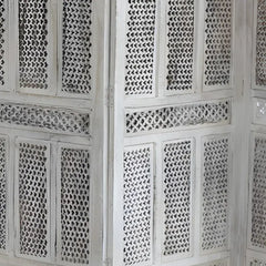 Jali Handmade Indian Furniture Wooden Partition Screen in All White