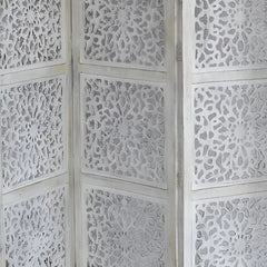 Jali Handmade Indian Furniture Wooden Partition Screen in All White