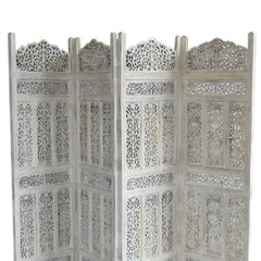 Handmade Indian Furniture Wooden Partition Screen in All White