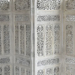 Handmade Indian Furniture Wooden Partition Screen in All White