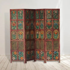 Handmade Indian Furniture Wooden Partition Screen Multicolor