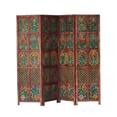 Handmade Indian Furniture Wooden Partition Screen Multicolor