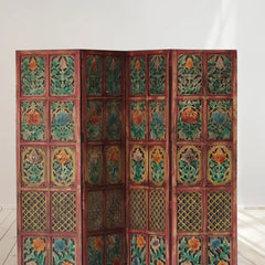 Handmade Indian Furniture Wooden Partition Screen Multicolor