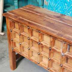 Handmade Carved Solid Hard Wood Console Table With Iron Fittings