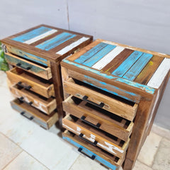 Nirvana Reclaimed Boatwood 4 Drawer Bedside Table 91