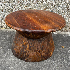 Handmade Indian Furniture Reclaimed Wooden Okhli Stool in Glossy Natural Finish