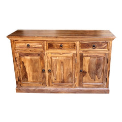 Indian Wooden Buffet Cabinet Sideboard With Doors & Drawers Natural 150x45x90 Cm