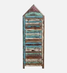 Rainbow Handmade Carved Solid Mango Wood Cabinet In Distress Finish