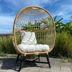 Handmade Rattan Cane Solid Wood Egg Chair