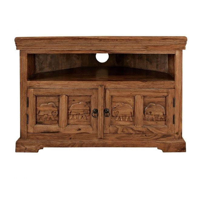 Elephant Design Indian solidwood Corner TV Stand