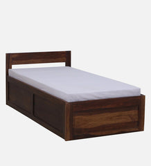 Sheesham Wood Single Bed in Scratch Resistant Provincial Teak Finish With Box Storage