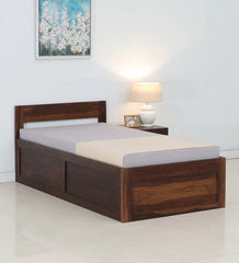 Sheesham Wood Single Bed in Scratch Resistant Provincial Teak Finish With Box Storage