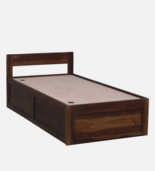 Sheesham Wood Single Bed in Scratch Resistant Provincial Teak Finish With Box Storage