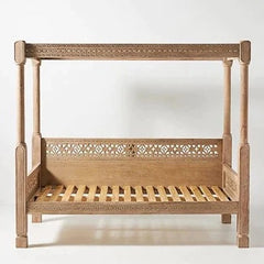 Hand Carved Canopy Style Solid Wooden Daybed