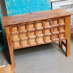 Handmade Carved Solid Hard Wood Console Table With Iron Fittings