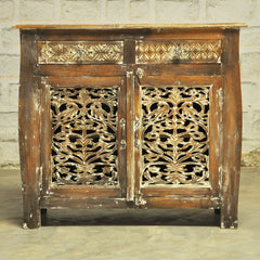 French Colonial solidwood Jali Carved sideboard Brown