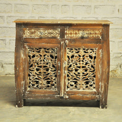 French Colonial solidwood Jali Carved sideboard Brown