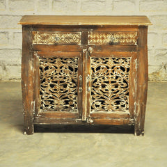 French Colonial solidwood Jali Carved sideboard Brown