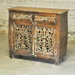 French Colonial solidwood Jali Carved sideboard Brown