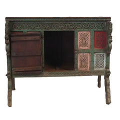Handmade Indian Vintage Solid Hard Wood Sideboard Damchiya Green