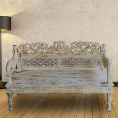 Carved Handmade Indian Furniture Old Wood Daybed 157x71x86Cm