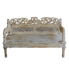 Carved Handmade Indian Furniture Old Wood Daybed 157x71x86Cm