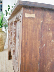 Pine Grove Reclaimed Wood Handmade Carved Solid Mango Wood Console Hall Table