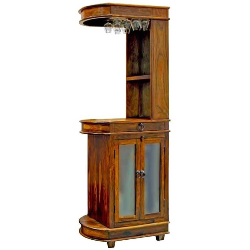 Takat Metal Jali Natural Solid Wood Nagin Small Bar Cabinet