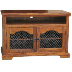 Takat Metal Jali Natural Solid Wood Badroon Jali TV Unit