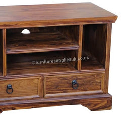 Takat Metal Jali Natural Solid Wood Small TV Unit