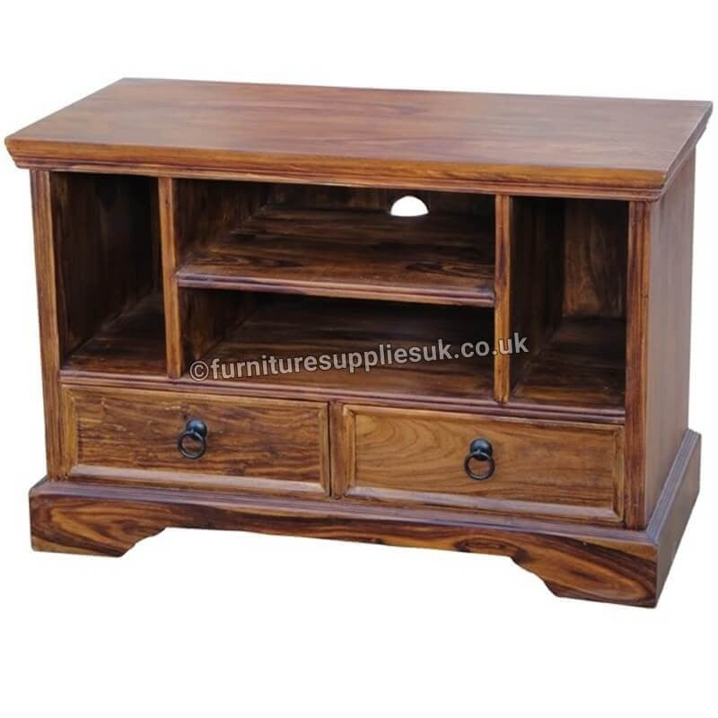 Takat Metal Jali Natural Solid Wood Small TV Unit