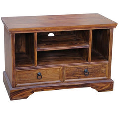 Takat Metal Jali Natural Solid Wood Small TV Unit