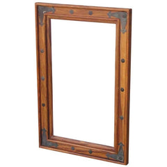 Takat Metal Jali Natural Solid Wood Mirror Small