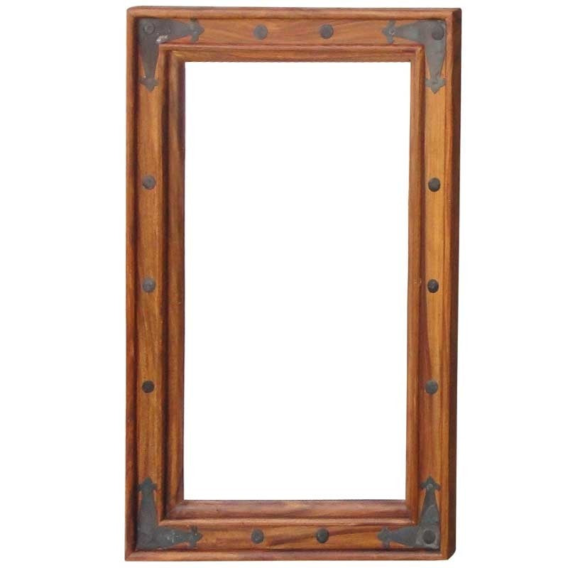 Takat Metal Jali Natural Solid Wood Mirror Small