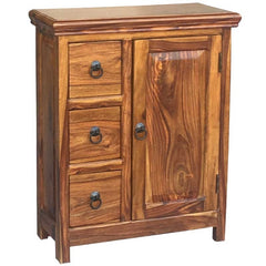 Takat Metal Jali Natural Solid Wood Small Cabinet