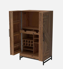 Solid Wood Bar Cabinet In Natural Finish