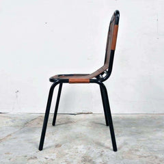 Aged Leather Metal Dining Chair AE2