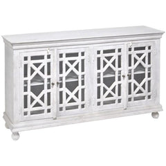 French Arched Hand Carved Wooden Buffet Sideboard White