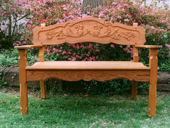 Indian Furniture Hand Carved Solid Hard Wood Bench in Natural