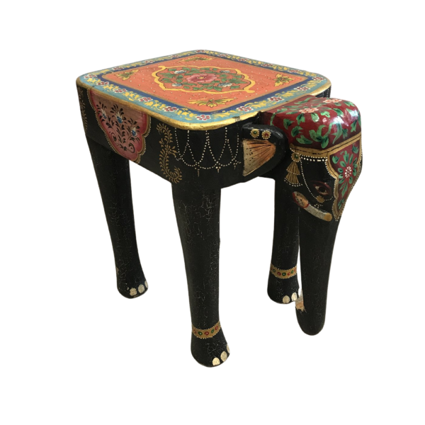 Pandora Hand Carved Indian Hand Painted Elephant Side Table 32cm