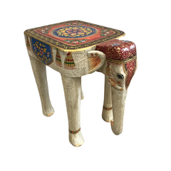 Pandora Hand Carved Indian Hand Painted Elephant Side Table 32cm