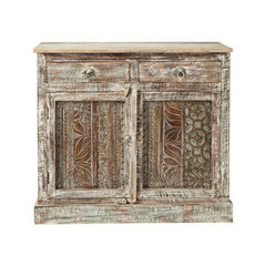 Hand Carved Panel Solid wood Sideboard Whitewash