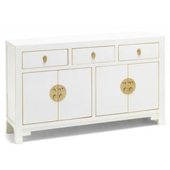 Golden Dragon Oriental Painted Solid Wood White Large Sideboard 160x40x85cm