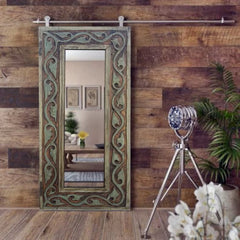 Barn Doors Handmade Wooden Carved Spanish Sliding Hinged Door Mirror Work