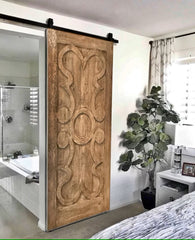 Barn Doors Handmade Wooden Carved Spanish Sliding Hinged Door Natural Finish