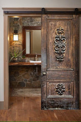 Barn Doors Handmade Indian Furniture Sliding Hinged Doors in Dark Brown