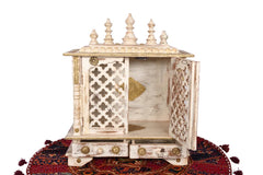 Small Handmade Sheesham Wood Home Temple Rustic White