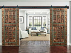 Hand Carved Solid Hard Wood Sliding Hinged Mexican Doors