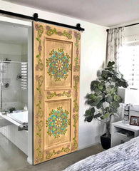 Barn Door Mandala Carvings Solid Mango Wood Custom Made Wooden interior Exterior Doors Front Door Wall Decor